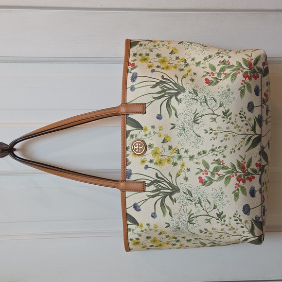 Tory Burch Floral Canvas Tote/Market Bag - Picture 1 of 17